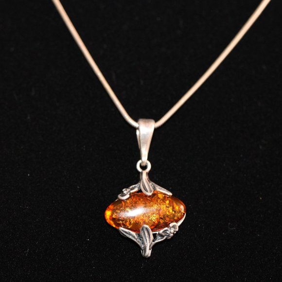 Jewelry - Sterling Silver Amber Necklace (SN0001)